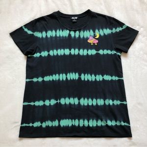 Oversized tie dye skater tee shirt black and teal